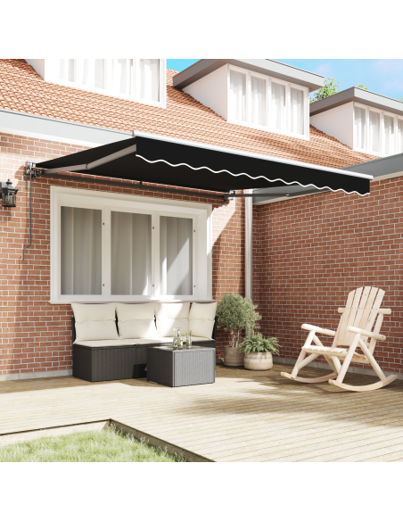 Tenda Retrattile Nero 350 x 250 cm Poliestere e Metallo