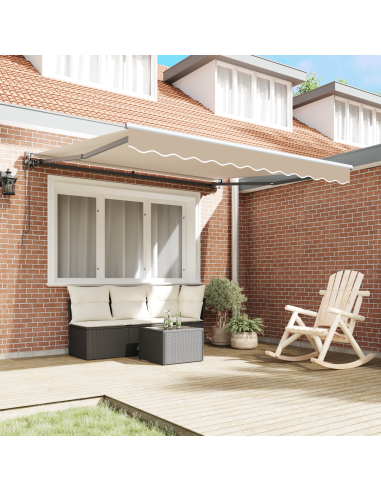Tenda Retrattile Beige 350 x 250 cm Poliestere e Metallo