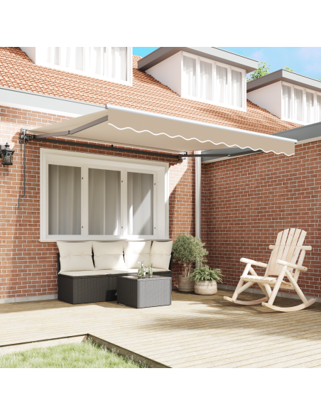 Tenda Retrattile Beige 350 x 250 cm Poliestere e Metallo