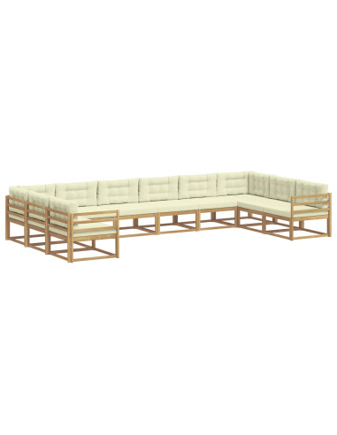 Set di divani da esterno con cuscino 10 pcs Bianco e Crema