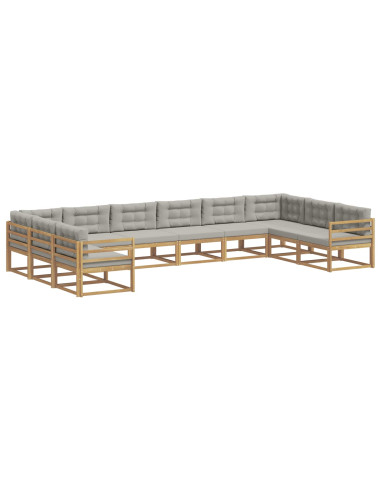 Set di divani da esterno 10 pcs Bianco e Grigio Chiaro