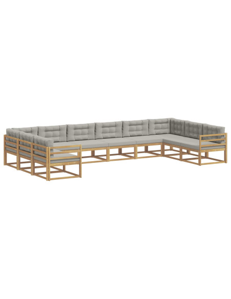 Set di divani da esterno 10 pcs Bianco e Grigio Chiaro
