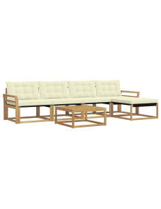 Set di divani da esterno 6 pcs Bianco e Crema 79 x 79 x 37 cm 2