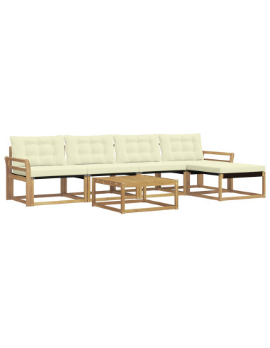 Set di divani da esterno 6 pcs Bianco e Crema 79 x 79 x 37 cm