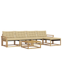 Set di divani da esterno 6 pcs Bianco e Beige 79 x 79 x 37 cm 2
