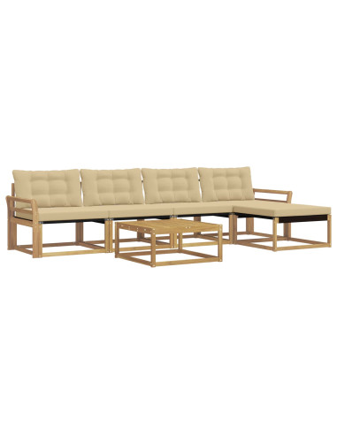 Set di divani da esterno 6 pcs Bianco e Beige 79 x 79 x 37 cm