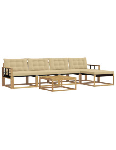 Set di divani da esterno 6 pcs Bianco e Beige 79 x 79 x 37 cm 2