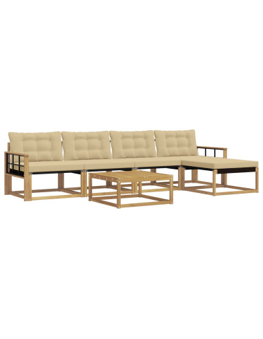 Set di divani da esterno 6 pcs Bianco e Beige 79 x 79 x 37 cm