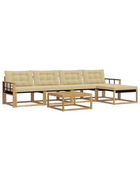 Set di divani da esterno 6 pcs Bianco e Beige 79 x 79 x 37 cm