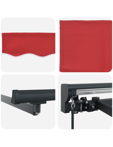 Tenda Retrattile Rosso 350 x 250 cm Poliestere e Metallo