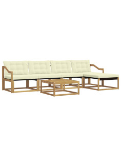 Set di divani da esterno 6 pcs Bianco e Crema 79 x 79 x 37 cm 2
