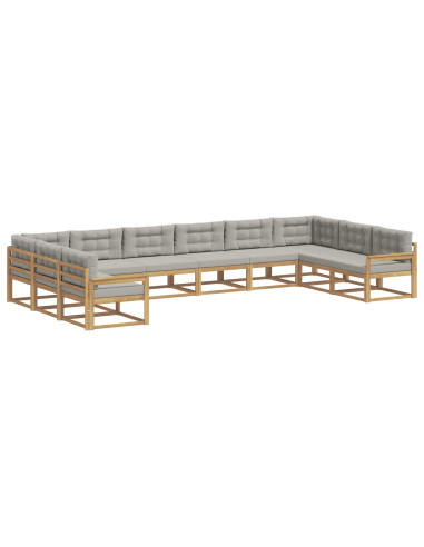 Set di divani da esterno 10 pcs Bianco e Grigio Chiaro