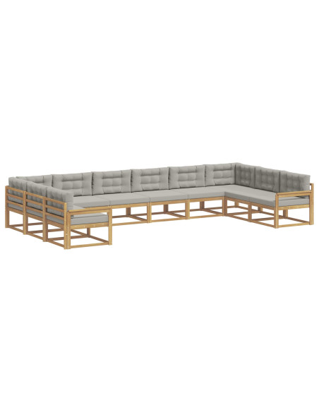 Set di divani da esterno 10 pcs Bianco e Grigio Chiaro