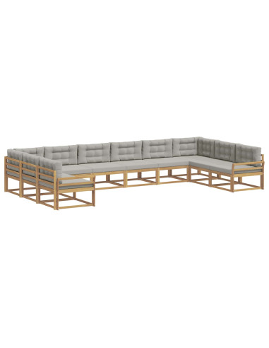 Set di divani da esterno 10 pcs Bianco e Grigio Chiaro