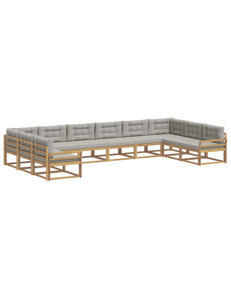 Set di divani da esterno 10 pcs Bianco e Grigio Chiaro