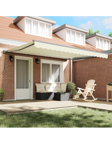 Tenda Retrattile Crema 400 × 300 cm Poliestere e Metallo