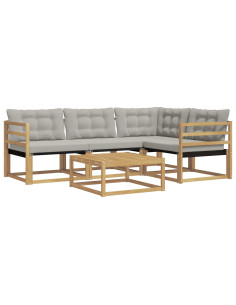 Set di divani da esterno 5 pcs Bianco e Grigio Chiaro 2