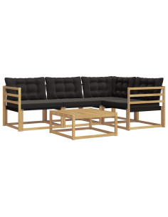 Set di divani da esterno 5 pcs Bianco e Nero 79 x 79 x 37 cm 2