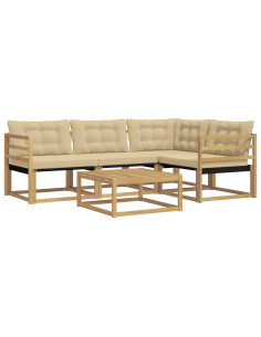 Set di divani da esterno 5 pcs Bianco e Beige 79 x 79 x 37 cm 2