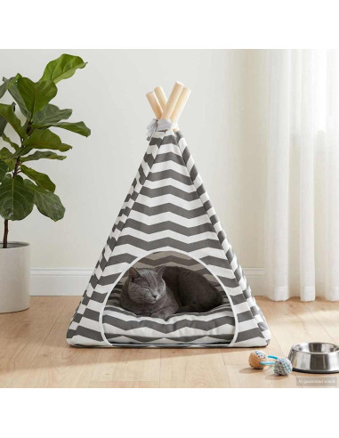 Tenda per animali con cuscino Bianco e Grigio 40 x 40 x 50 cm