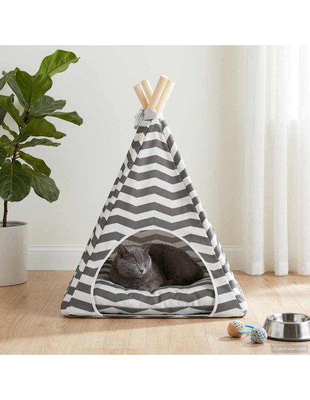 Tenda per animali con cuscino Bianco e Grigio 40 x 40 x 50 cm