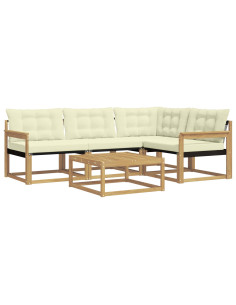 Set di divani da esterno 5 pcs Bianco e Crema 79 x 79 x 37 cm 2