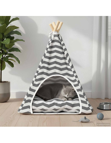 Tenda per animali con cuscino Bianco e Grigio 50 x 50 x 60 cm