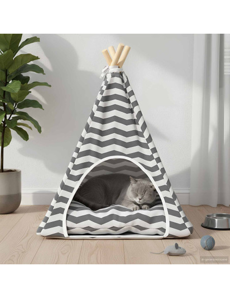 Tenda per animali con cuscino Bianco e Grigio 50 x 50 x 60 cm