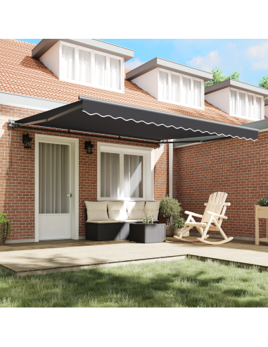 Tenda Retrattile Antracite 400 × 300 cm Poliestere e Metallo