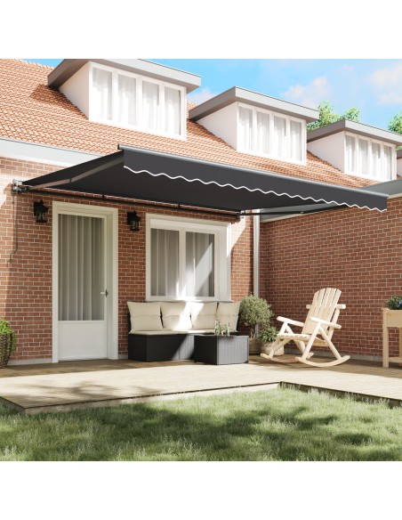 Tenda Retrattile Antracite 400 × 300 cm Poliestere e Metallo