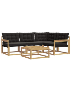 Set di divani da esterno 5 pcs Bianco e Nero 79 x 79 x 37 cm 2