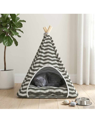 Tenda per animali con cuscino Bianco e Grigio 60 x 60 x 70 cm
