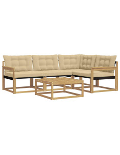 Set di divani da esterno 5 pcs Bianco e Beige 79 x 79 x 37 cm 2