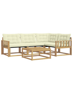 Set di divani da esterno 5 pcs Bianco e Crema 79 x 79 x 37 cm 2