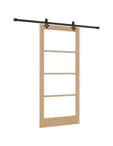 Porta scorrevole ORKDAL Naturale e Nero 93 x 202 cm