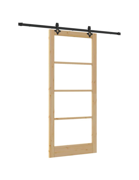 Porta scorrevole ORKDAL Naturale e Nero 93 x 211 cm