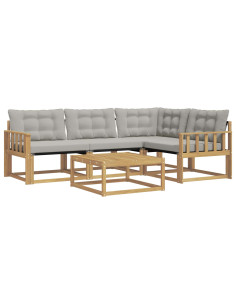 Set di divani da esterno 5 pcs Bianco e Grigio Chiaro 2