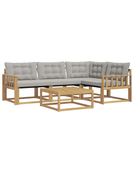 Set di divani da esterno 5 pcs Bianco e Grigio Chiaro