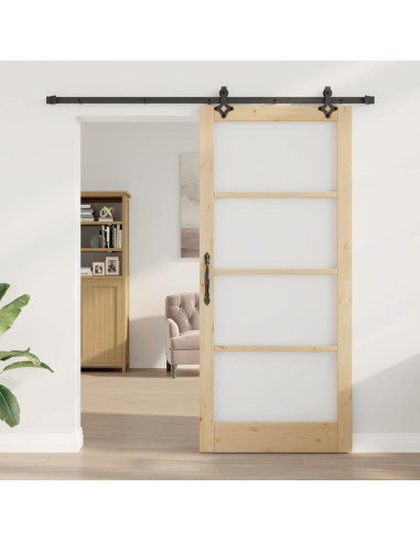 Porta scorrevole ORKDAL Naturale e Nero 93 x 211 cm