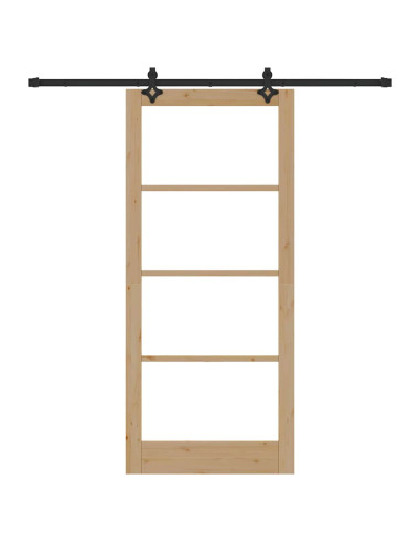 Porta scorrevole ORKDAL Naturale e Nero 93 x 211 cm