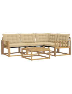 Set di divani da esterno 5 pcs Bianco e Beige 79 x 79 x 37 cm 2