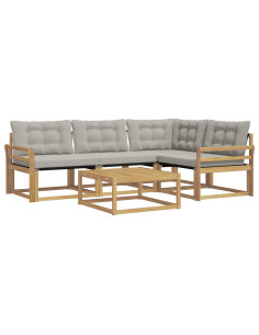 Set di divani da esterno 5 pcs Bianco e Grigio Chiaro 2