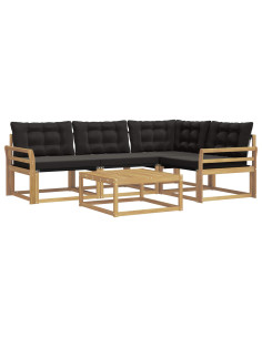 Set di divani da esterno 5 pcs Bianco e Nero 79 x 79 x 37 cm 2