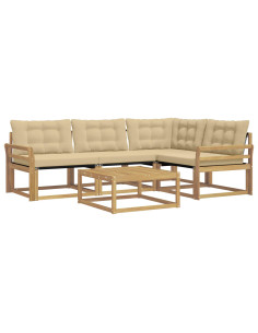 Set di divani da esterno 5 pcs Bianco e Beige 79 x 79 x 37 cm 2