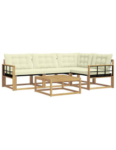 Set di divani da esterno 5 pcs Bianco e Crema 79 x 79 x 37 cm 2
