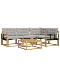 Set di divani da esterno 5 pcs Bianco e Grigio Chiaro 2