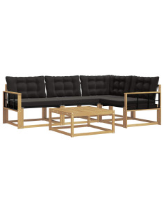 Set di divani da esterno 5 pcs Bianco e Nero 79 x 79 x 37 cm 2