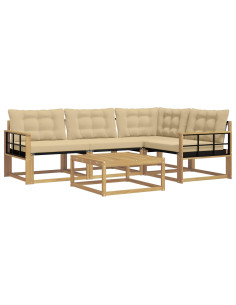 Set di divani da esterno 5 pcs Bianco e Beige 79 x 79 x 37 cm 2
