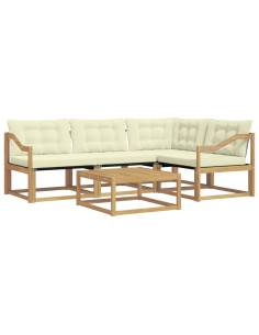 Set di divani da esterno 5 pcs Bianco e Crema 79 x 79 x 37 cm 2
