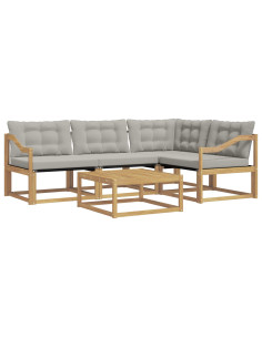 Set di divani da esterno 5 pcs Bianco e Grigio Chiaro 2